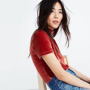 Madewell Velvet Mockneck Tee Size S Color Blue